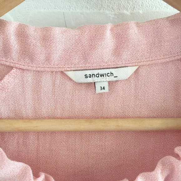 Anthropologie x Sandwich_ Mini Dress Drawstring collar Peach Pink Oversized S - Picture 7 of 9